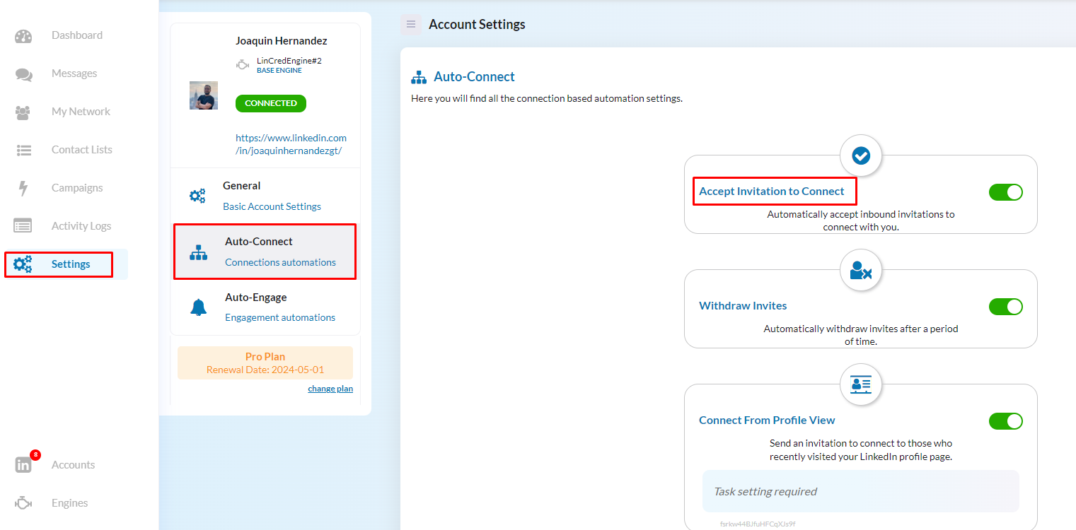 Account Automation Settings – LinkedSavvy Knowledgebase
